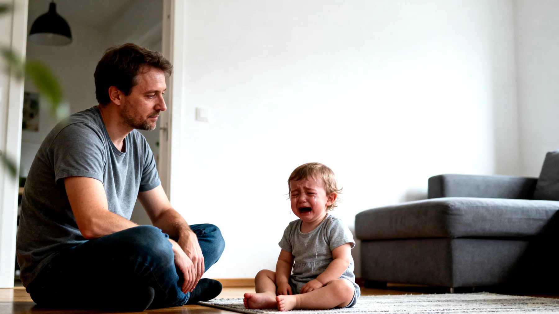 Der Vater hat Schwierigkeiten, angemessen auf die starken Emotionen seiner kleinen Kinder zu reagieren – insbesondere auf Weinen, Wutanfälle und Angstausbrüche. Er fühlt sich überfordert und hilflos, wenn seine Kinder intensive Gefühle zeigen, und weiß oft nicht, ob er trösten, Grenzen setzen oder einfach da sein soll. Dies führt zu Spannungen, Missverständnissen und einem wachsenden Gefühl der Ohnmacht auf beiden Seiten."