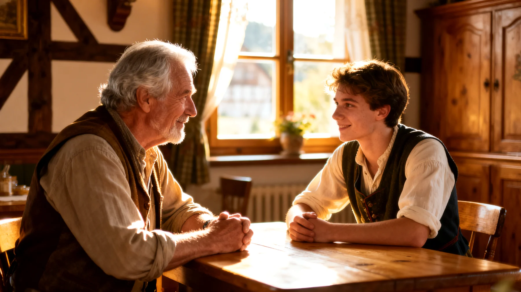 Der Großvater leidet unter starken Schuldgefühlen, weil er glaubt, in der Vergangenheit nicht genug für seine Familie da gewesen zu sein – sei es durch berufliche Abwesenheit oder emotionale Distanz. Nun, da seine Enkelkinder erwachsen sind und ein eigenständiges Leben führen, versucht er, diese alten Schuldgefühle zu kompensieren, indem er übermäßige Geschenke macht, ständig um Erlaubnis bittet, Zeit mit ihnen zu verbringen, und sich für jede Kleinigkeit entschuldigt. Dieses Verhalten erzeugt bei den jungen Erwachsenen ein Gefühl der Beklemmung und Verwirrung, da sie die emotionale Last seiner Schuldgefühle spüren, ohne zu wissen, wie sie damit umgehen sollen."