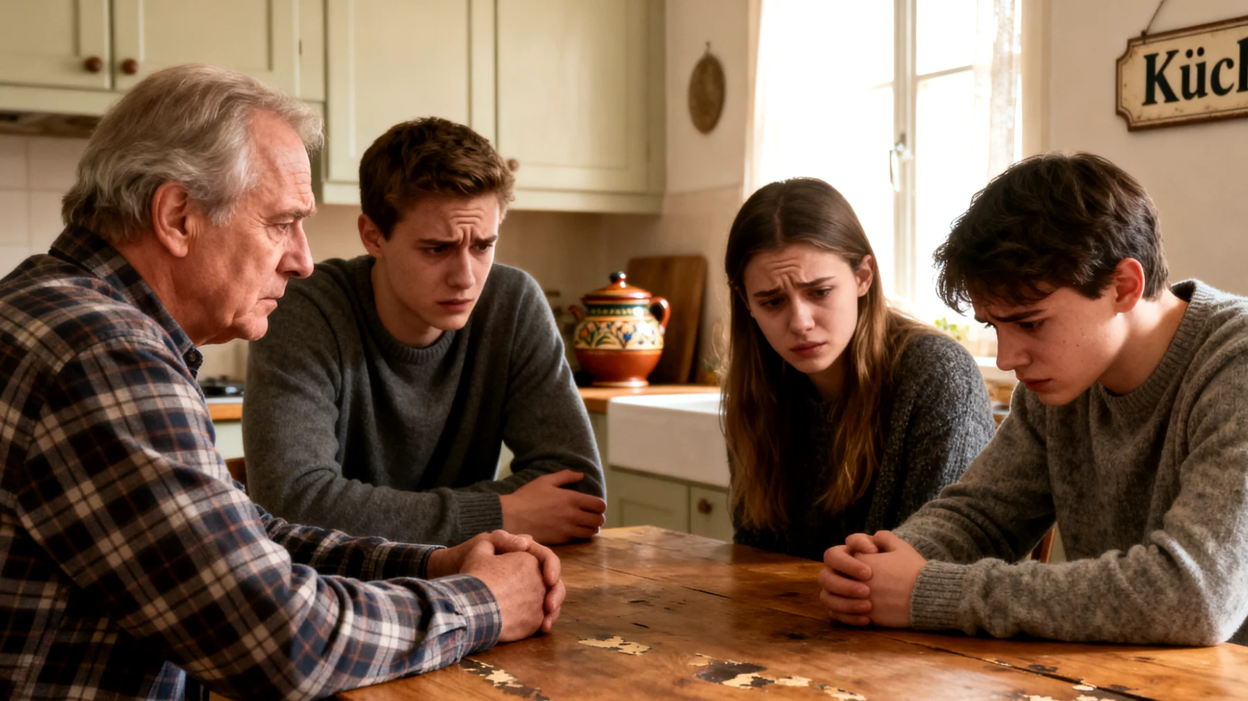 Der Großvater setzt klare Regeln für die jungen Erwachsenen Enkel – etwa bezüglich Heimkehrzeiten, Respekt im Haus oder finanzieller Verantwortung – die von diesen jedoch als überholt, autoritär und nicht altersgerecht empfunden werden. Die Enkel fordern ihre Autonomie ein und lehnen die Grenzen offen ab, während der Großvater sich übergangen und nicht respektiert fühlt. Dies führt zu wiederkehrenden Konflikten, gegenseitigem Unverständnis und einer zunehmenden emotionalen Distanz zwischen den Generationen."