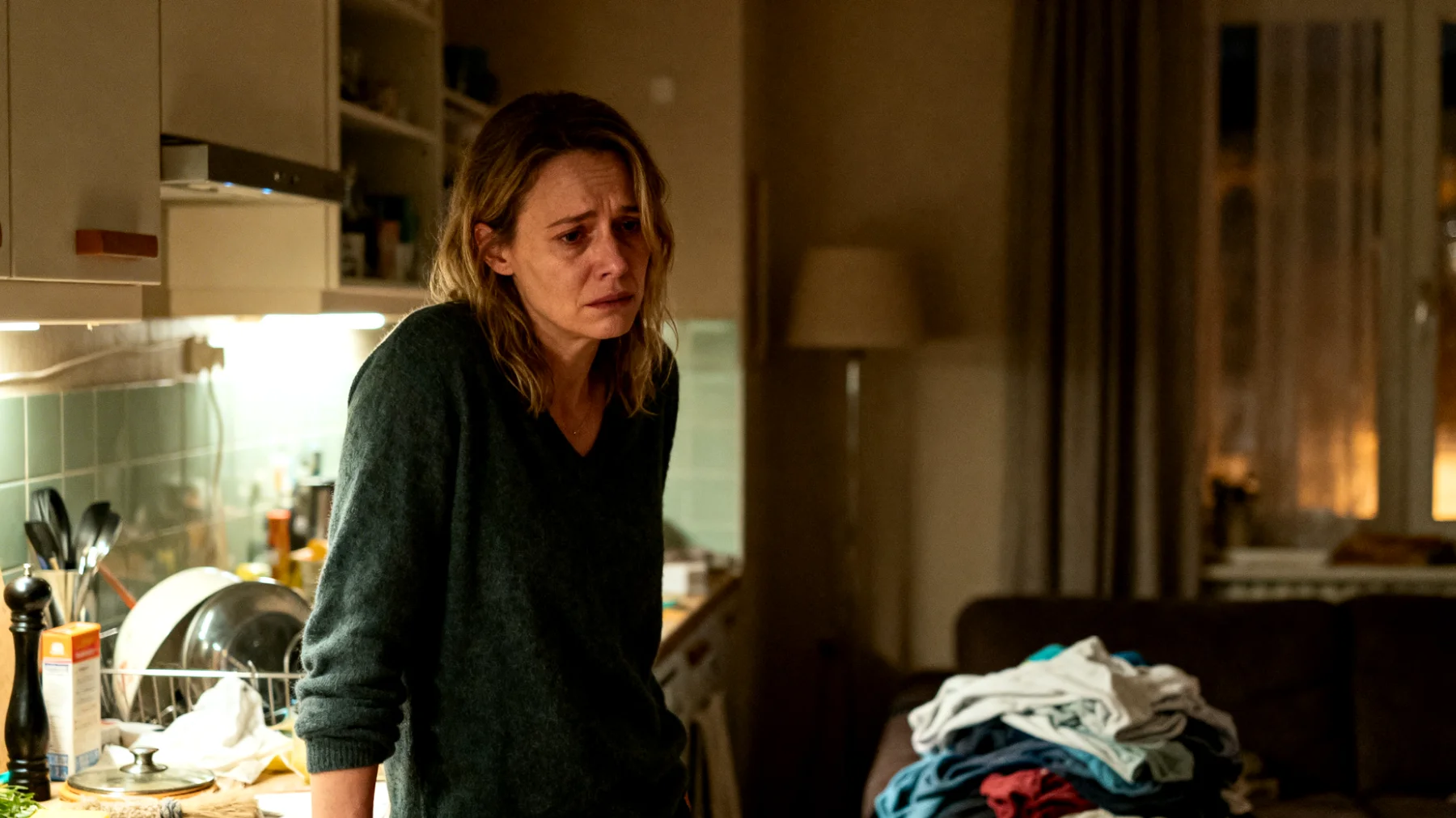 Die Mutter fühlt sich zunehmend allein mit den alltäglichen Haushaltsaufgaben, während ihre Teenager sich konsequent weigern, einfache Pflichten wie Aufräumen, Abwaschen oder Einkaufen zu übernehmen. Trotz wiederholter Bitten und Diskussionen bleibt die Mitarbeit aus, was bei der Mutter zu Erschöpfung, Frustration und dem Gefühl führt, nicht respektiert zu werden."