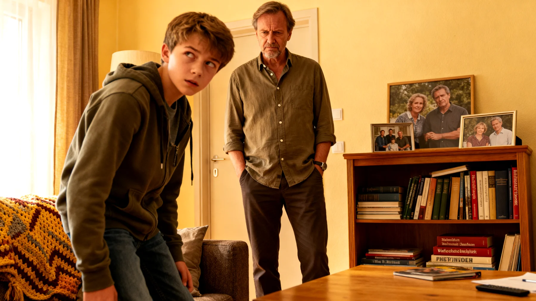 Der Vater hat Schwierigkeiten, klare und konsistente Regeln gegenüber seinen Jugendlichen durchzusetzen. Die Teenager testen ständig die Grenzen, verhandeln jede Regel neu und stellen die väterliche Autorität in Frage. Der Vater schwankt zwischen Strenge und Nachgeben, was zu Verwirrung und zunehmenden Spannungen im Alltag führt."